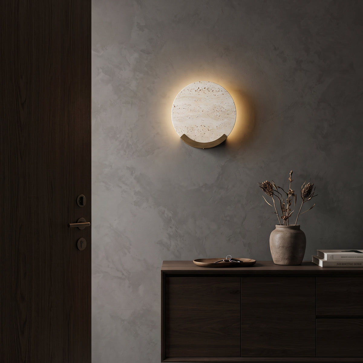 Applique Boaz Travertino con alone