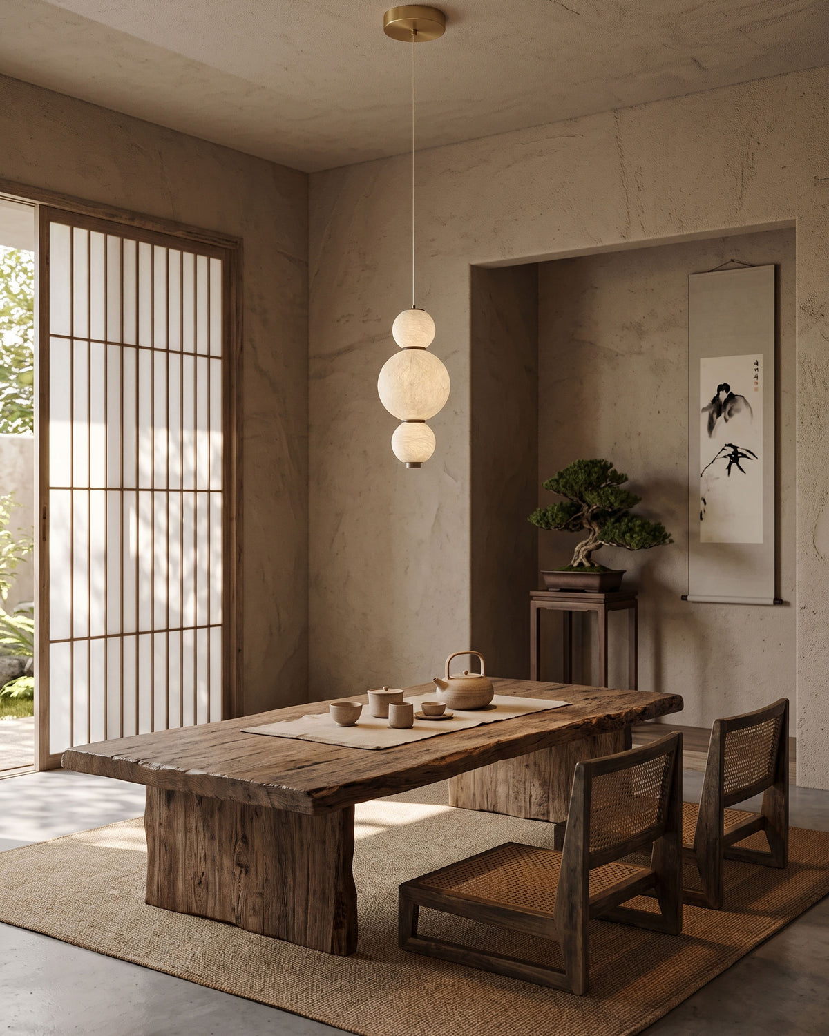 Brier Natural Silk Pendant Light