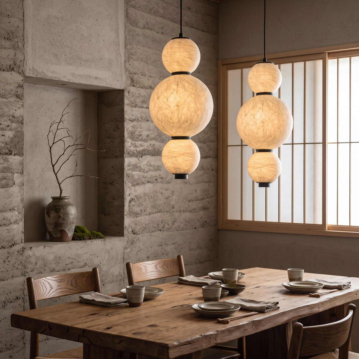 Brier Natural Silk Pendant Light