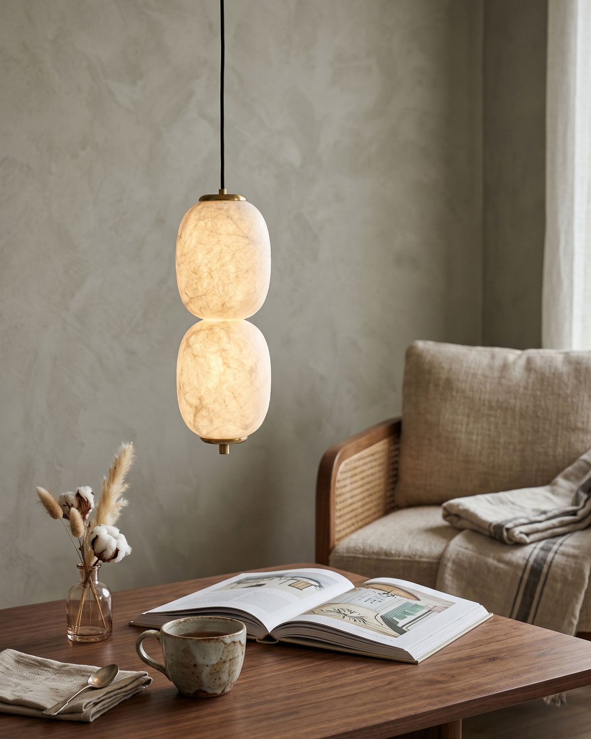 Calum Mulberry Silk Pendant Light – detail 13