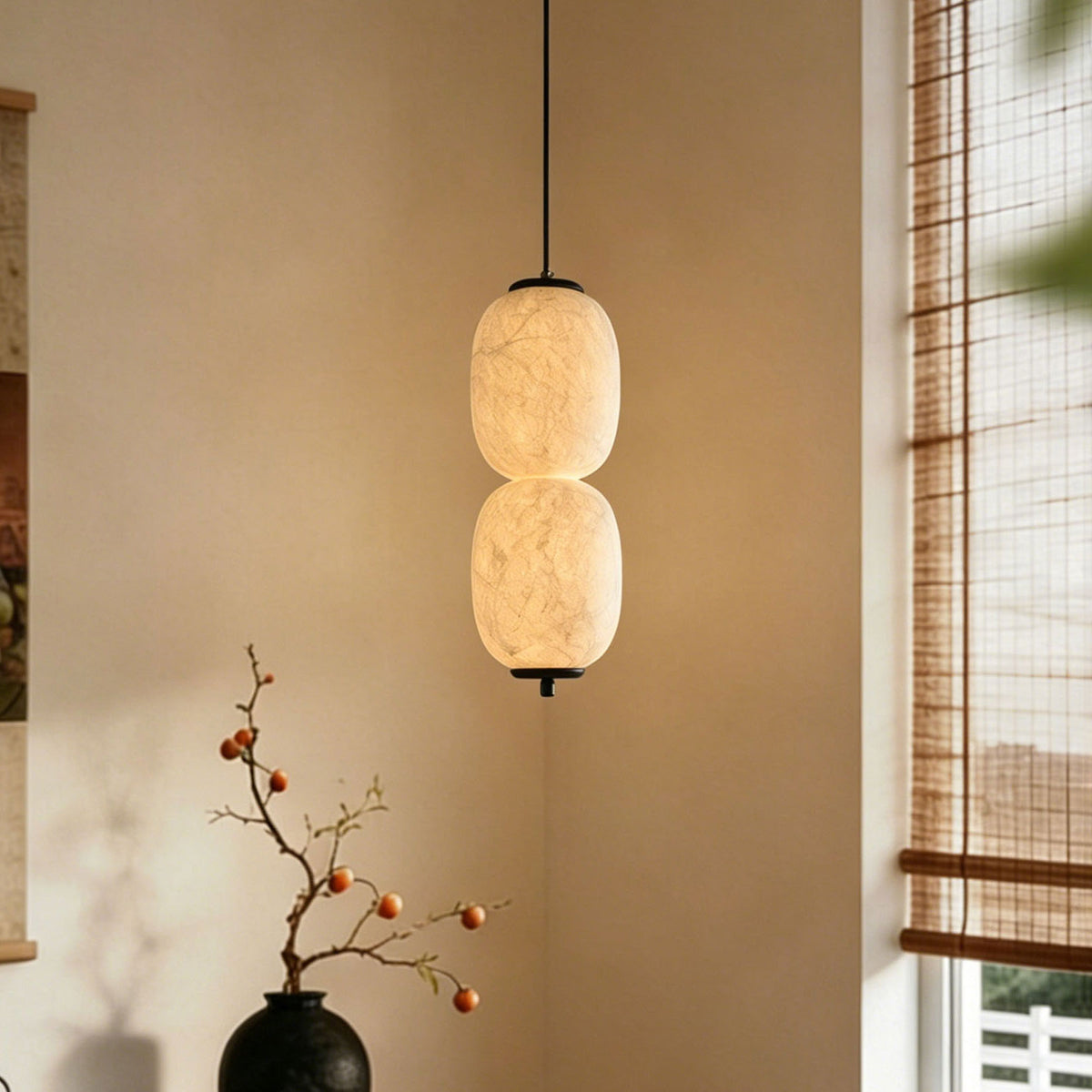Calum Mulberry Silk Pendant Light – detail 2