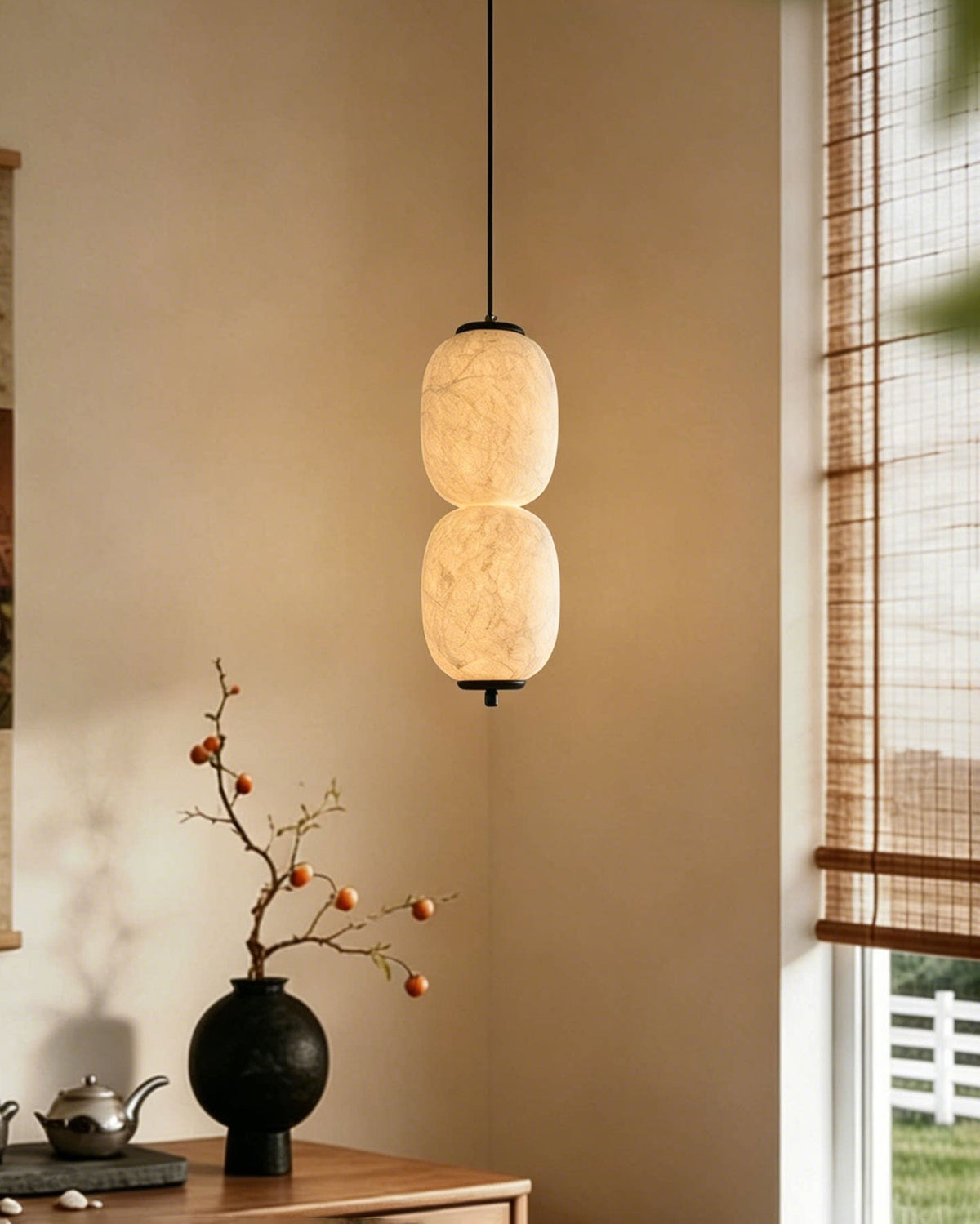 Calum Mulberry Silk Pendant Light – detail 7