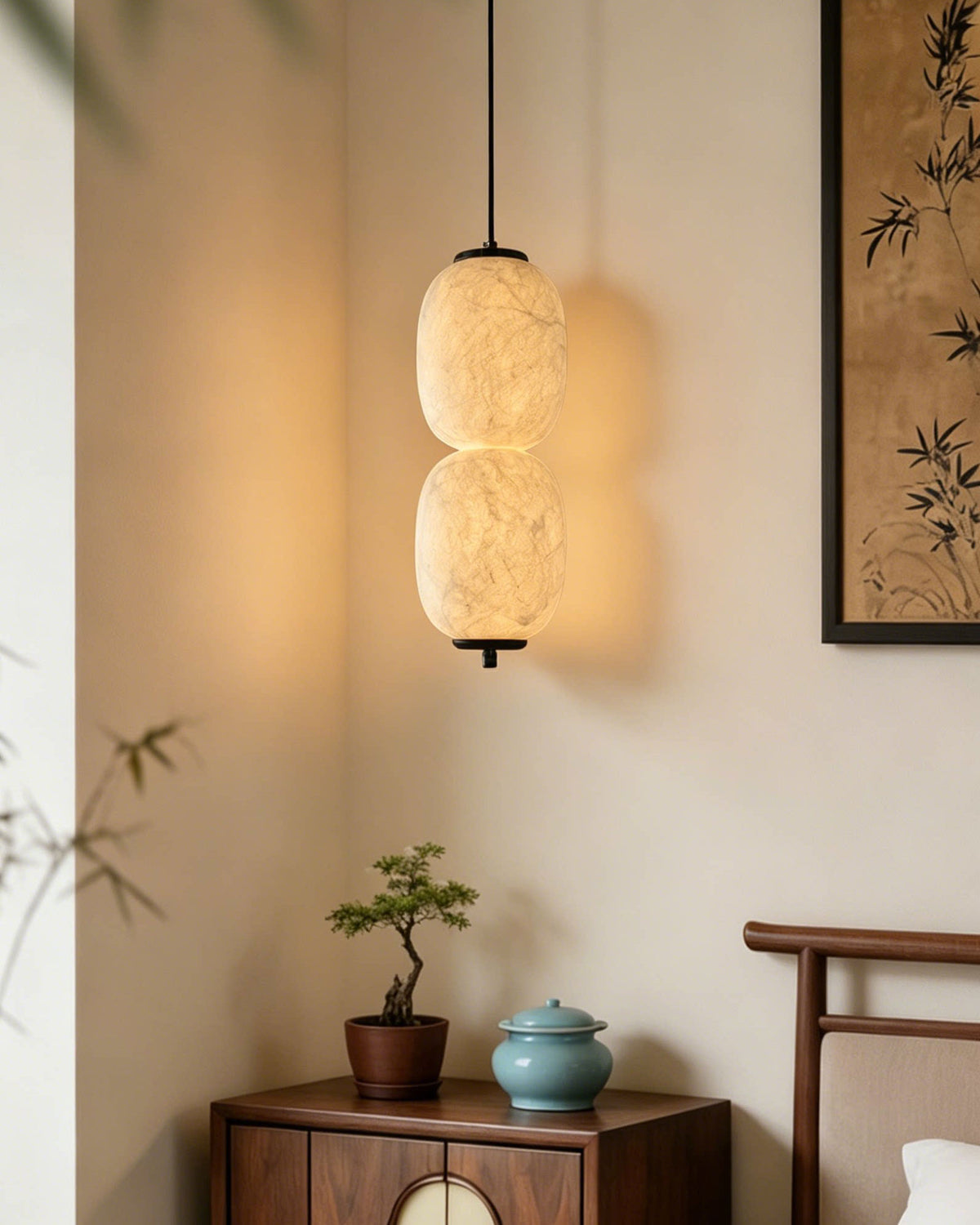 Calum Mulberry Silk Pendant Light – detail 8