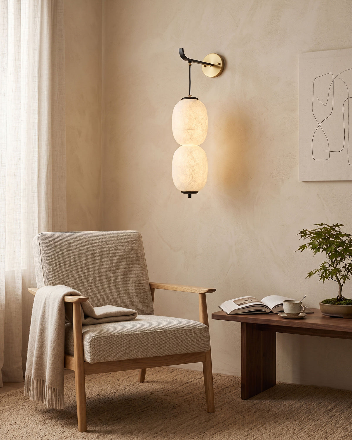 Calum Mulberry Silk Wall Sconce – detail 4