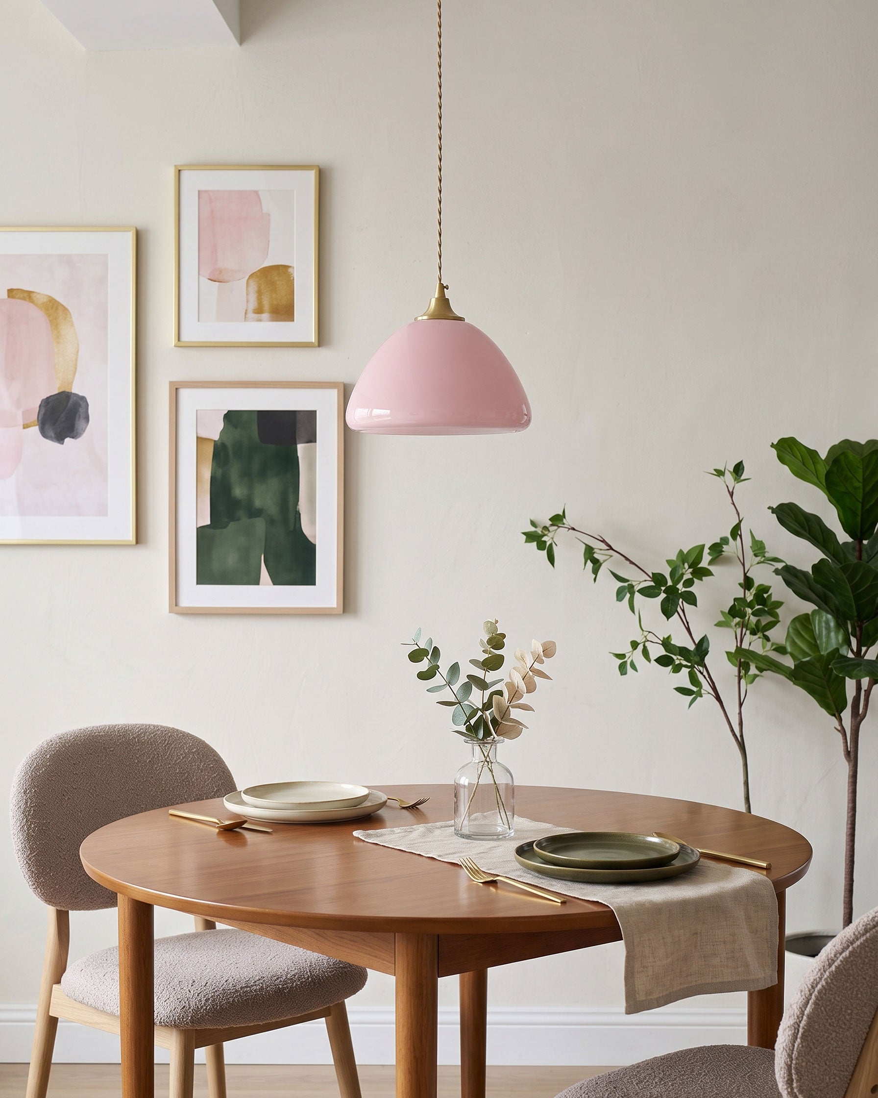 Carys Pink Glass Pendant Light