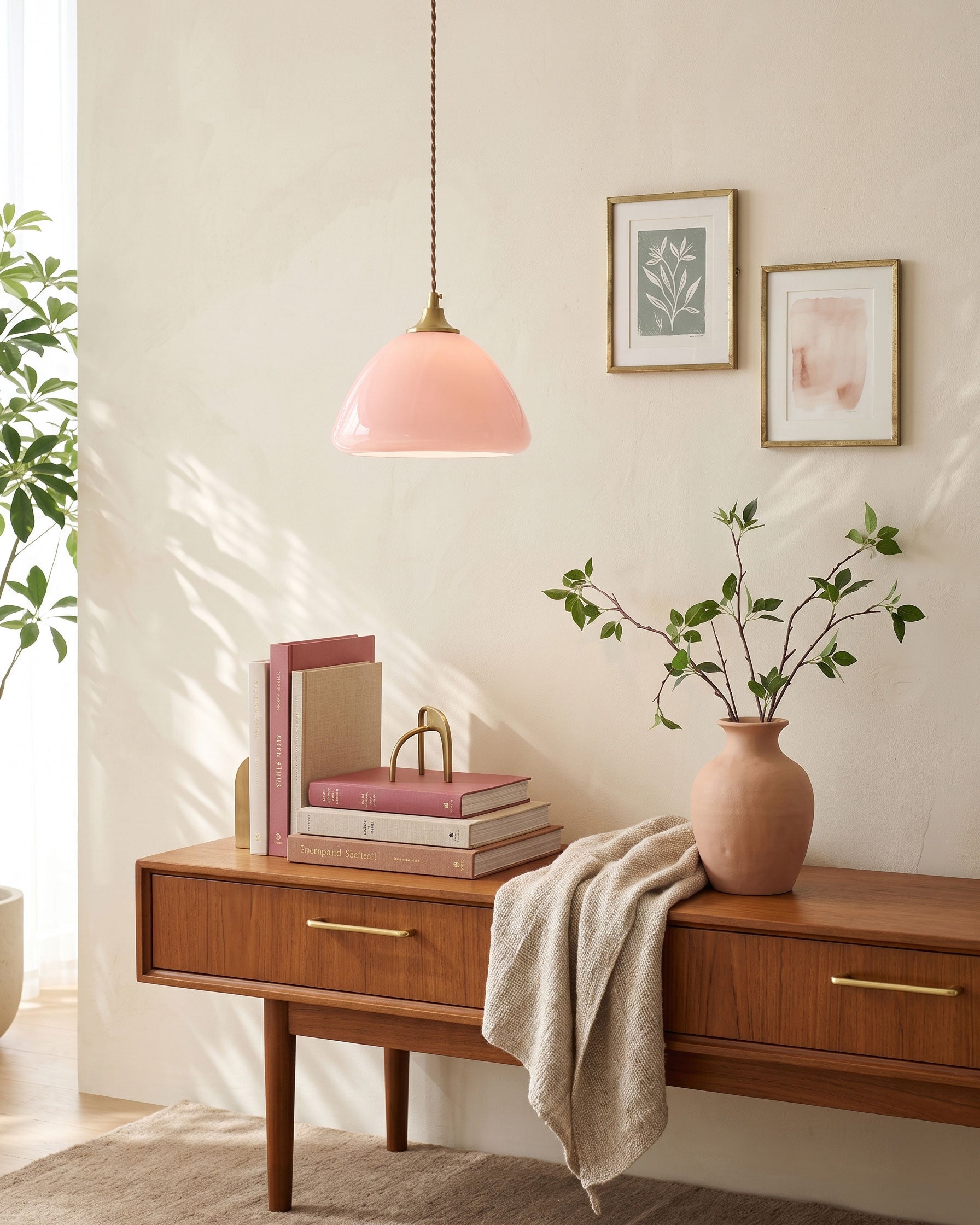 Carys Pink Glass Pendant Light