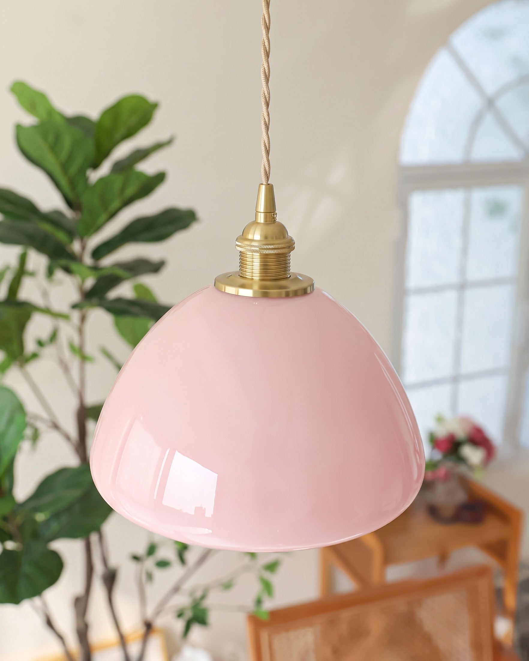 Carys Pink Glass Pendant Light