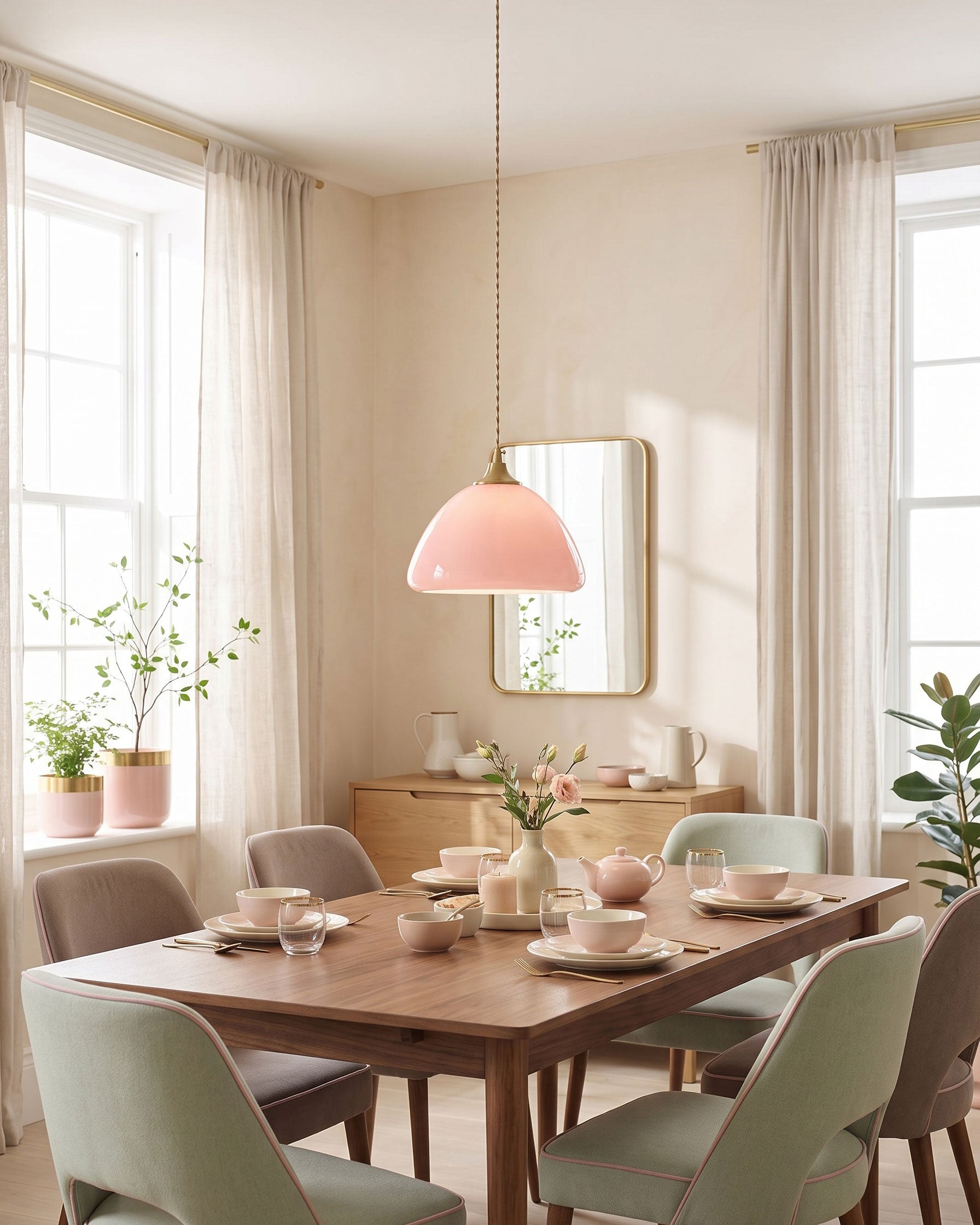 Carys Pink Glass Pendant Light