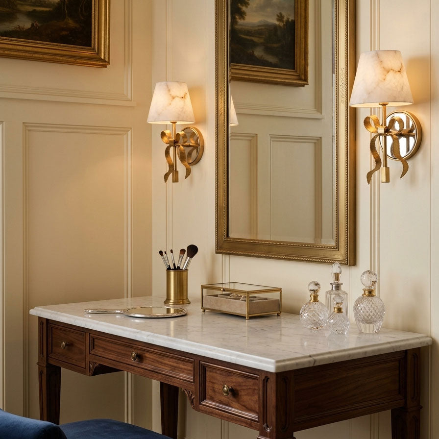 Colette Mirrored Alabaster Wall Sconce
