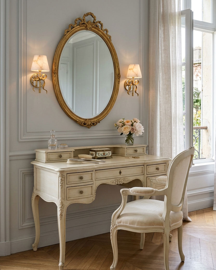 Colette Mirrored Alabaster Wall Sconce