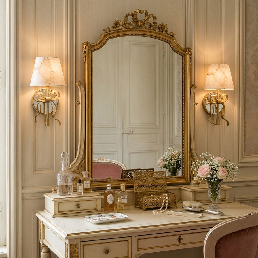 Colette Mirrored Alabaster Wall Sconce
