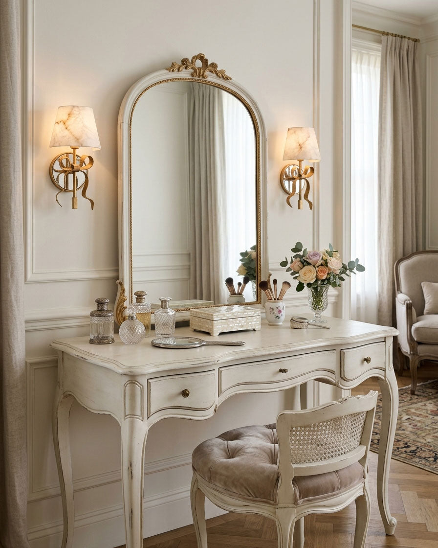 Colette Mirrored Alabaster Wall Sconce
