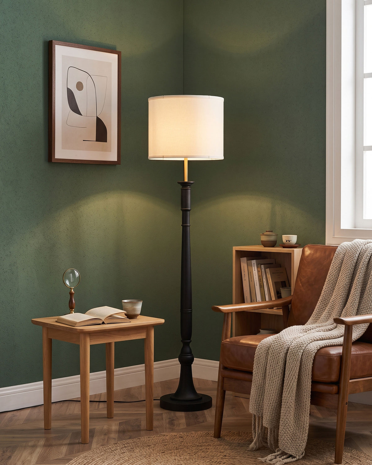 Colter Carved Wood Floor Lamp