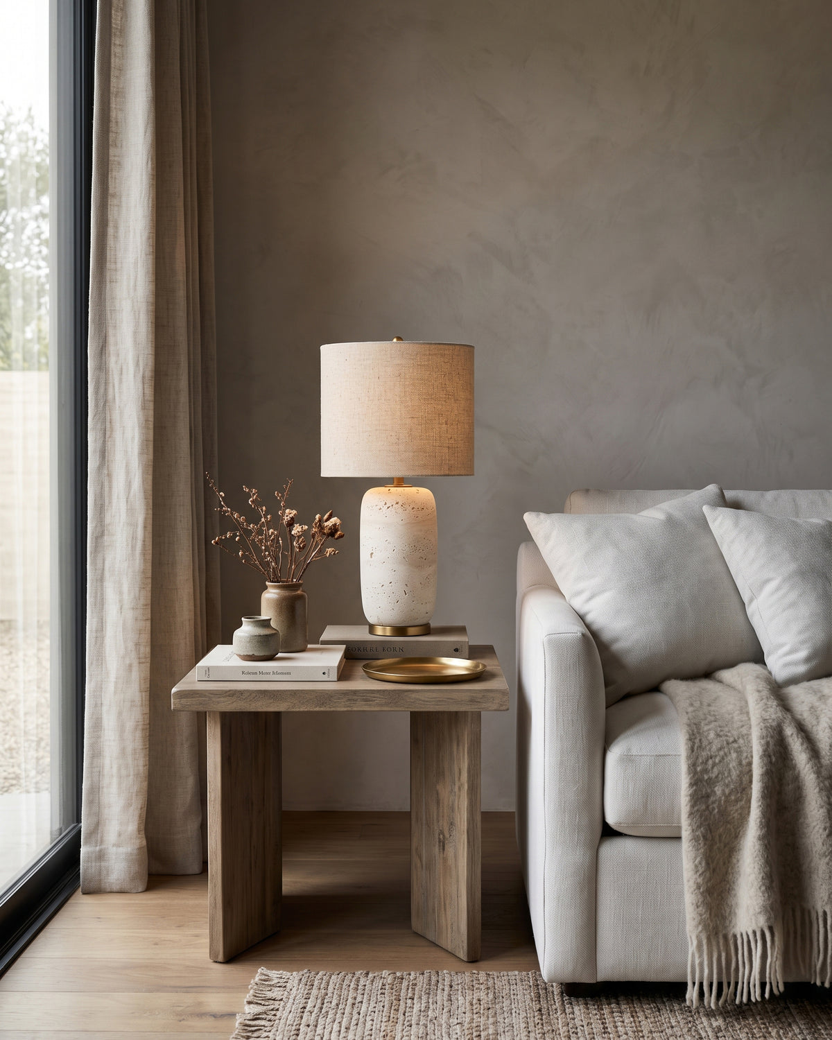 Creed Travertine Table Lamp