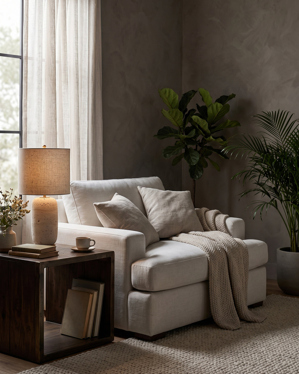 Creed Travertine Table Lamp