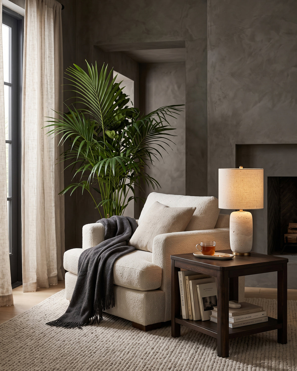 Creed Travertine Table Lamp