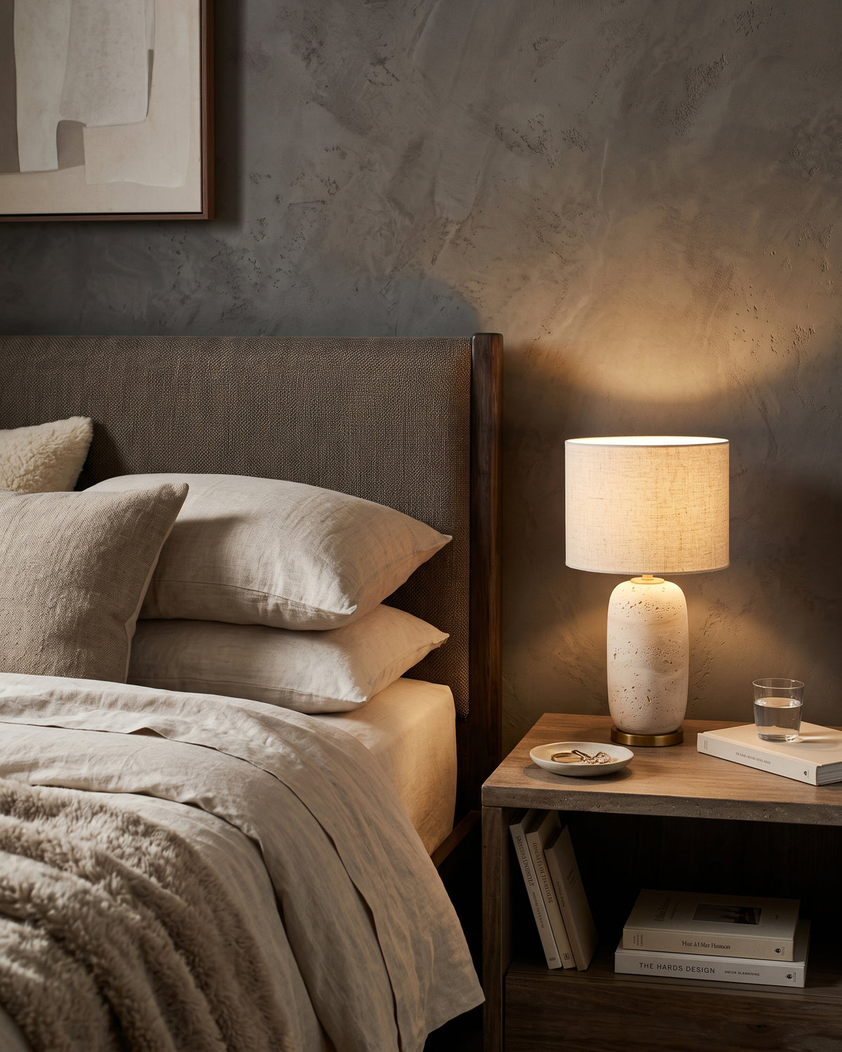Creed Travertine Table Lamp