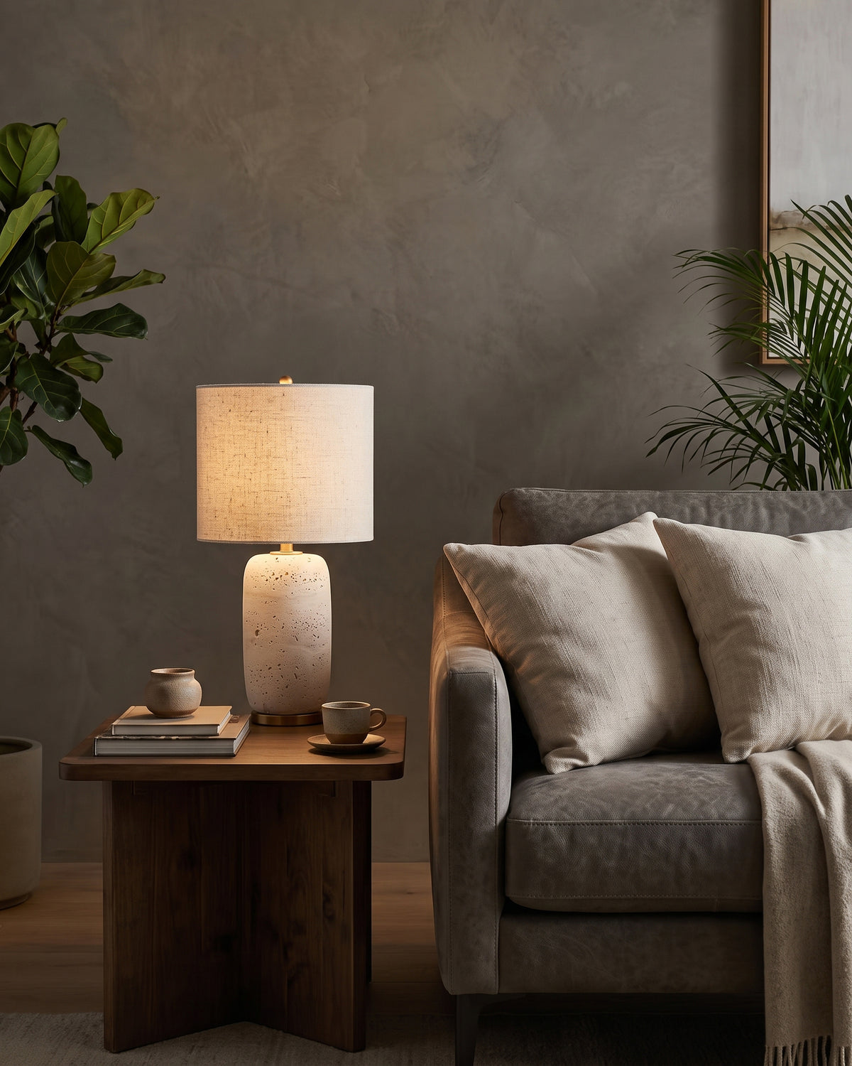 Creed Travertine Table Lamp