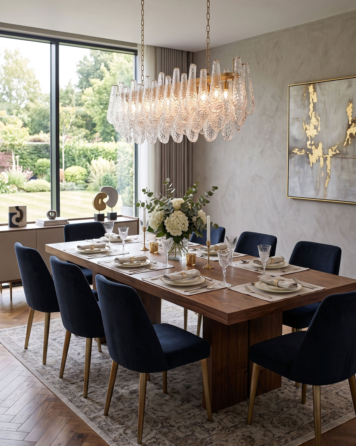 Darby Hammered Glass Linear Chandelier