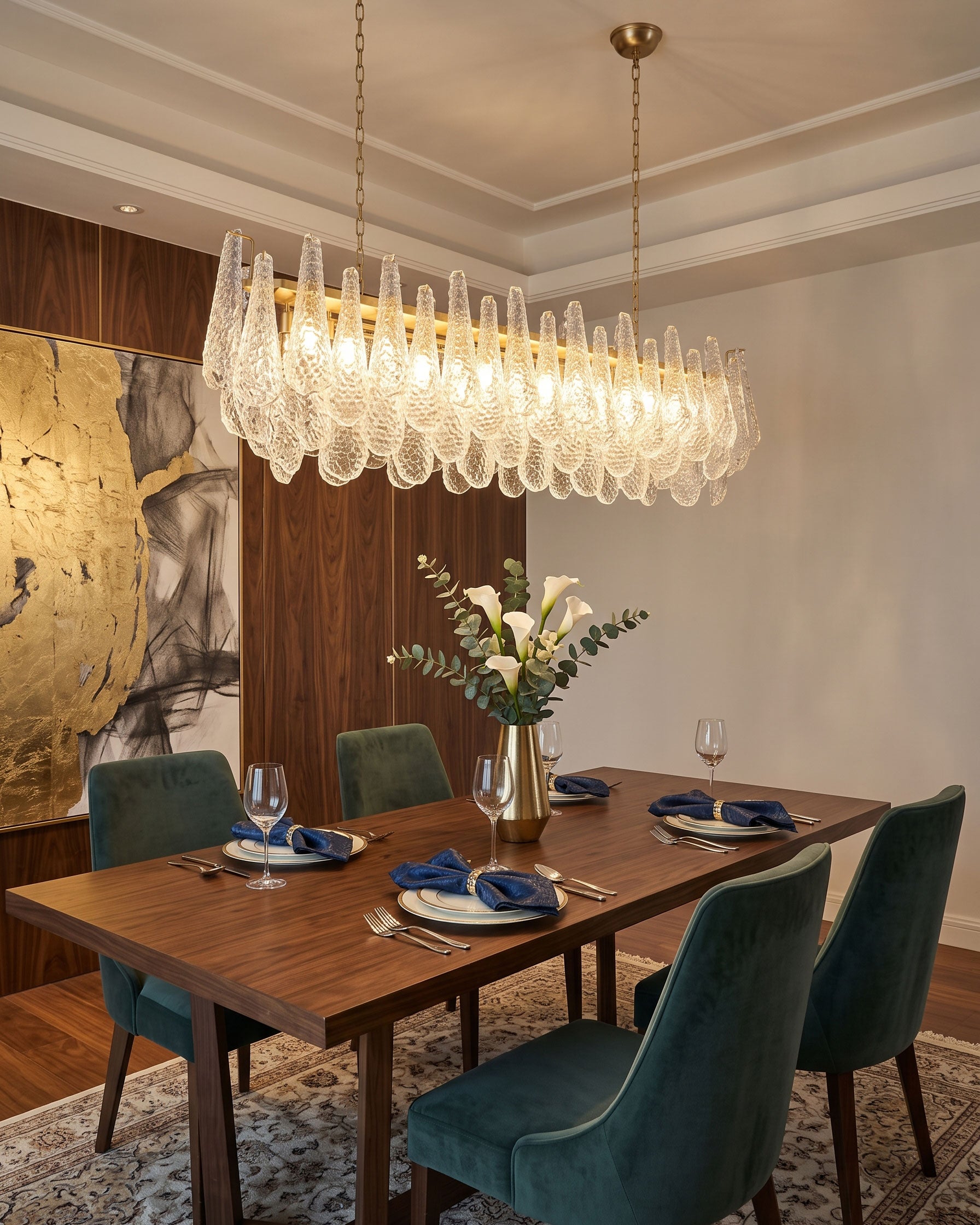 Darby Hammered Glass Linear Chandelier
