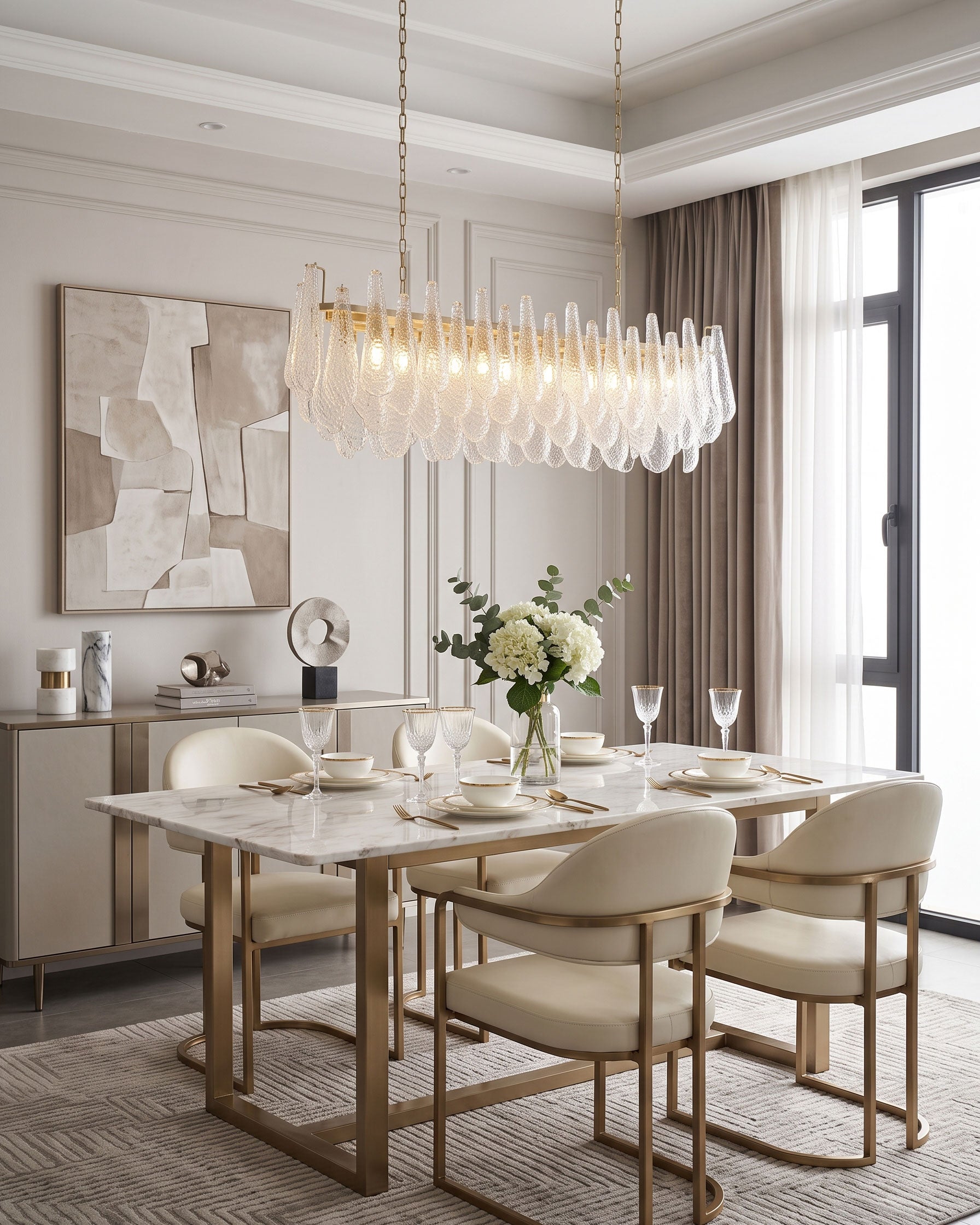 Darby Hammered Glass Linear Chandelier