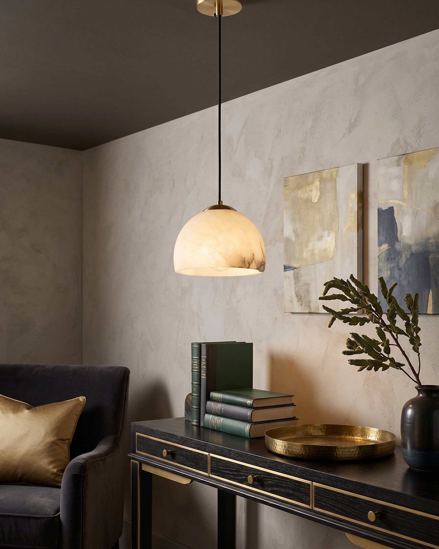 Eamon Alabaster Dome Pendant Lamp