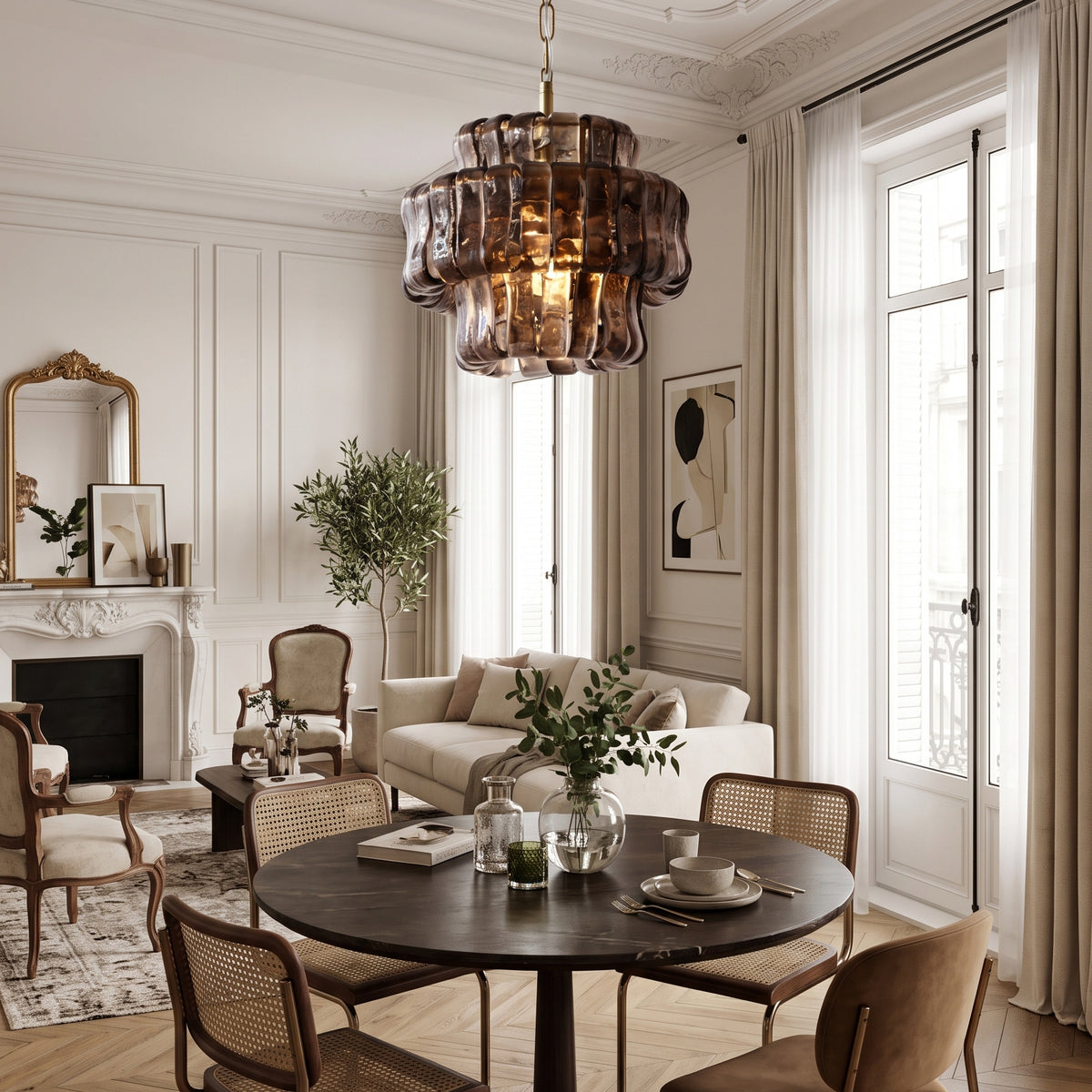Ellington Moss Textured Glass Chandelier
