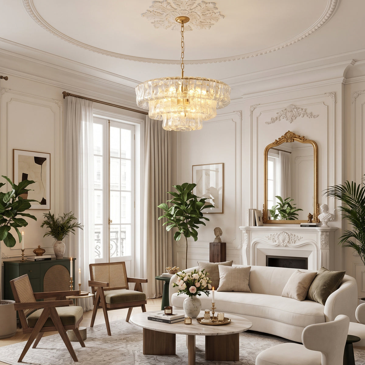 Ellington Moss Textured Glass Chandelier
