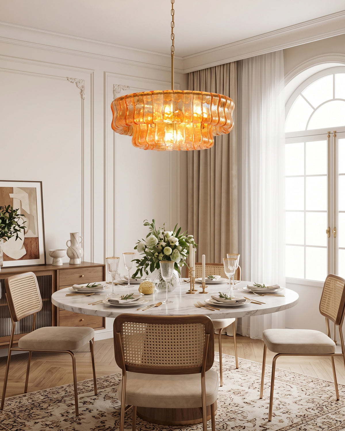 Ellington Moss Textured Glass Chandelier