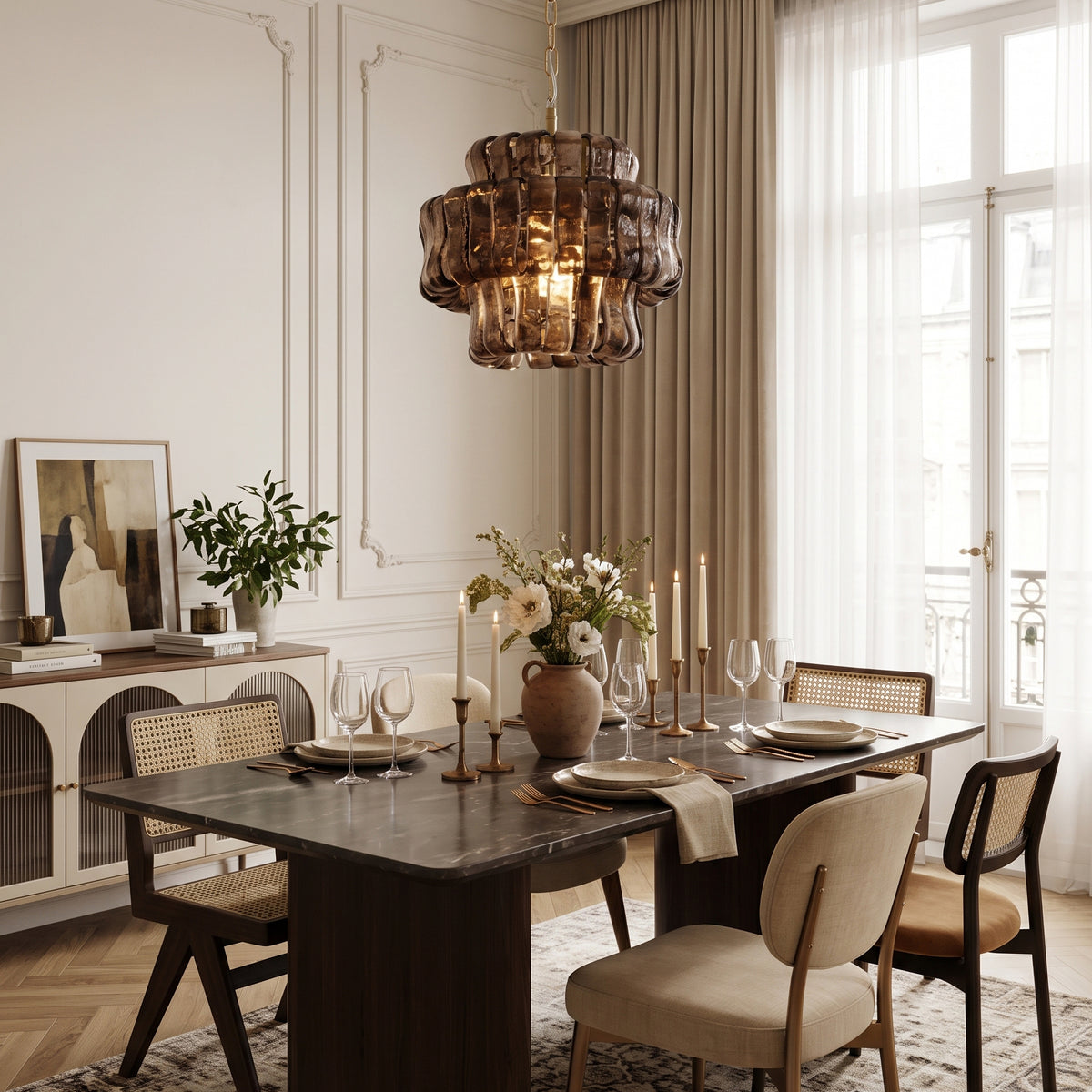 Ellington Moss Textured Glass Chandelier