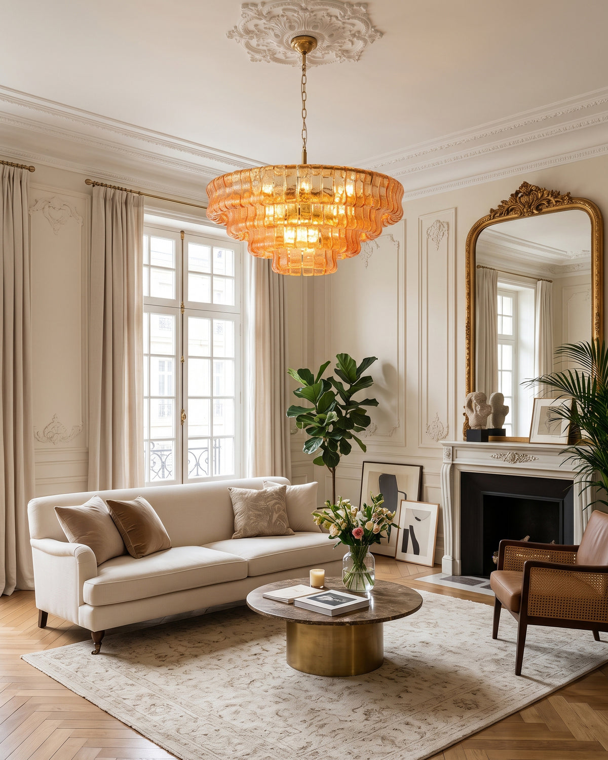Ellington Moss Textured Glass Chandelier
