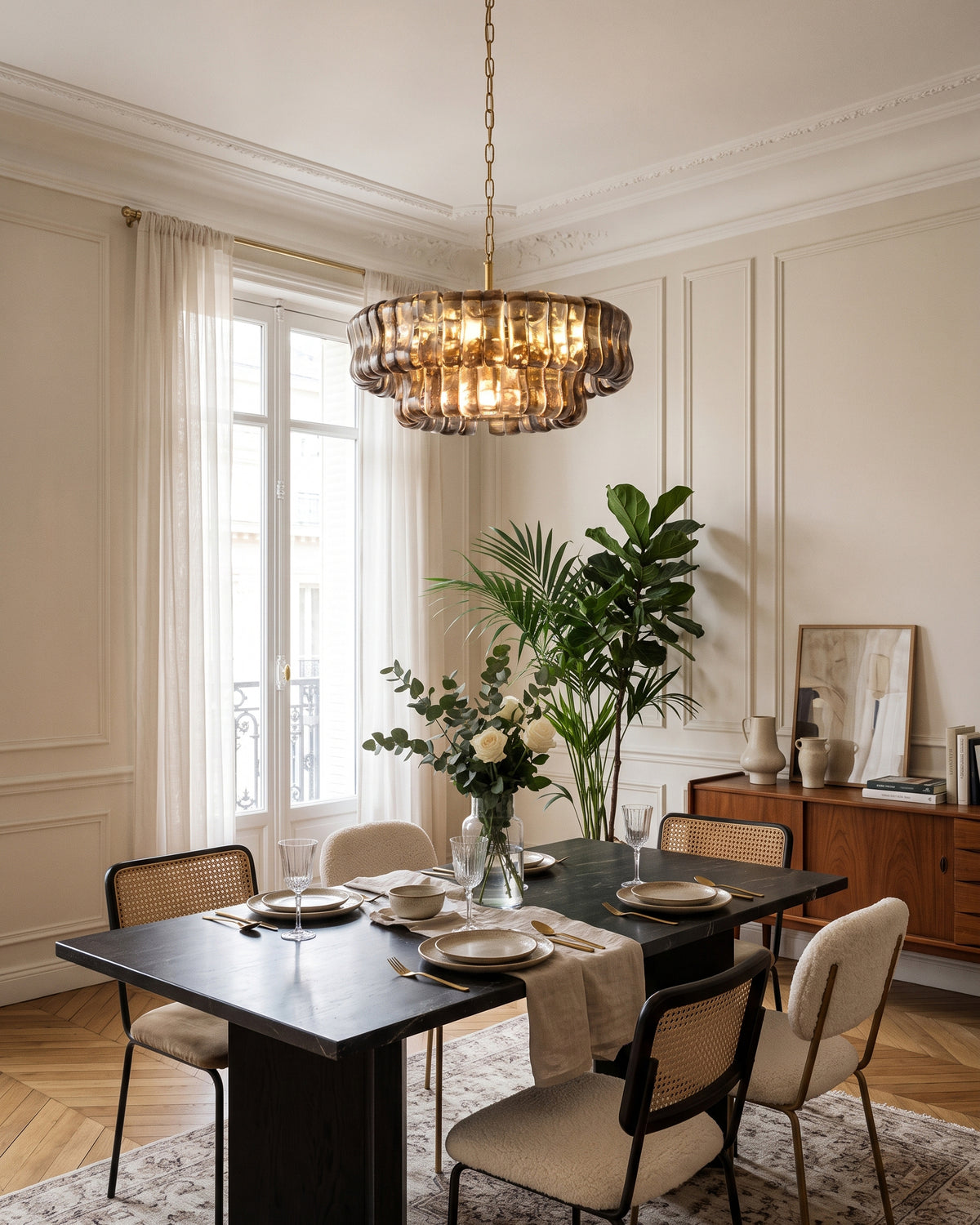 Ellington Moss Textured Glass Chandelier
