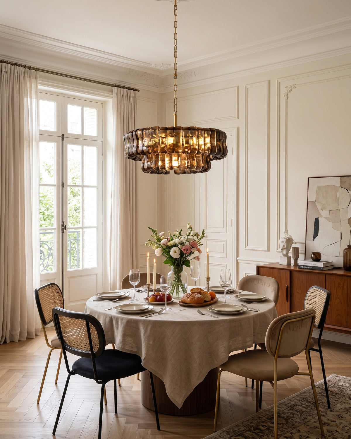 Ellington Moss Textured Glass Chandelier