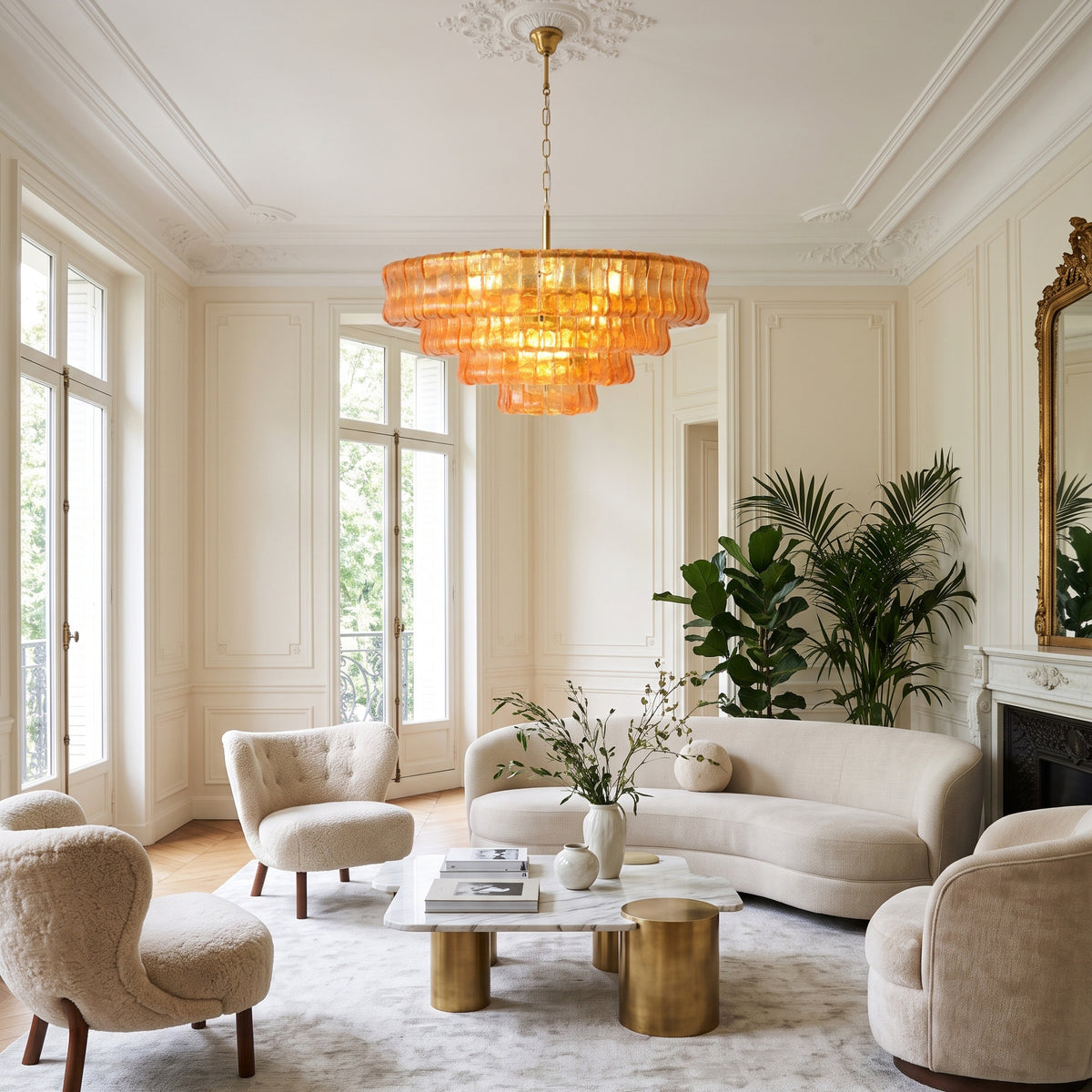 Ellington Moss Textured Glass Chandelier