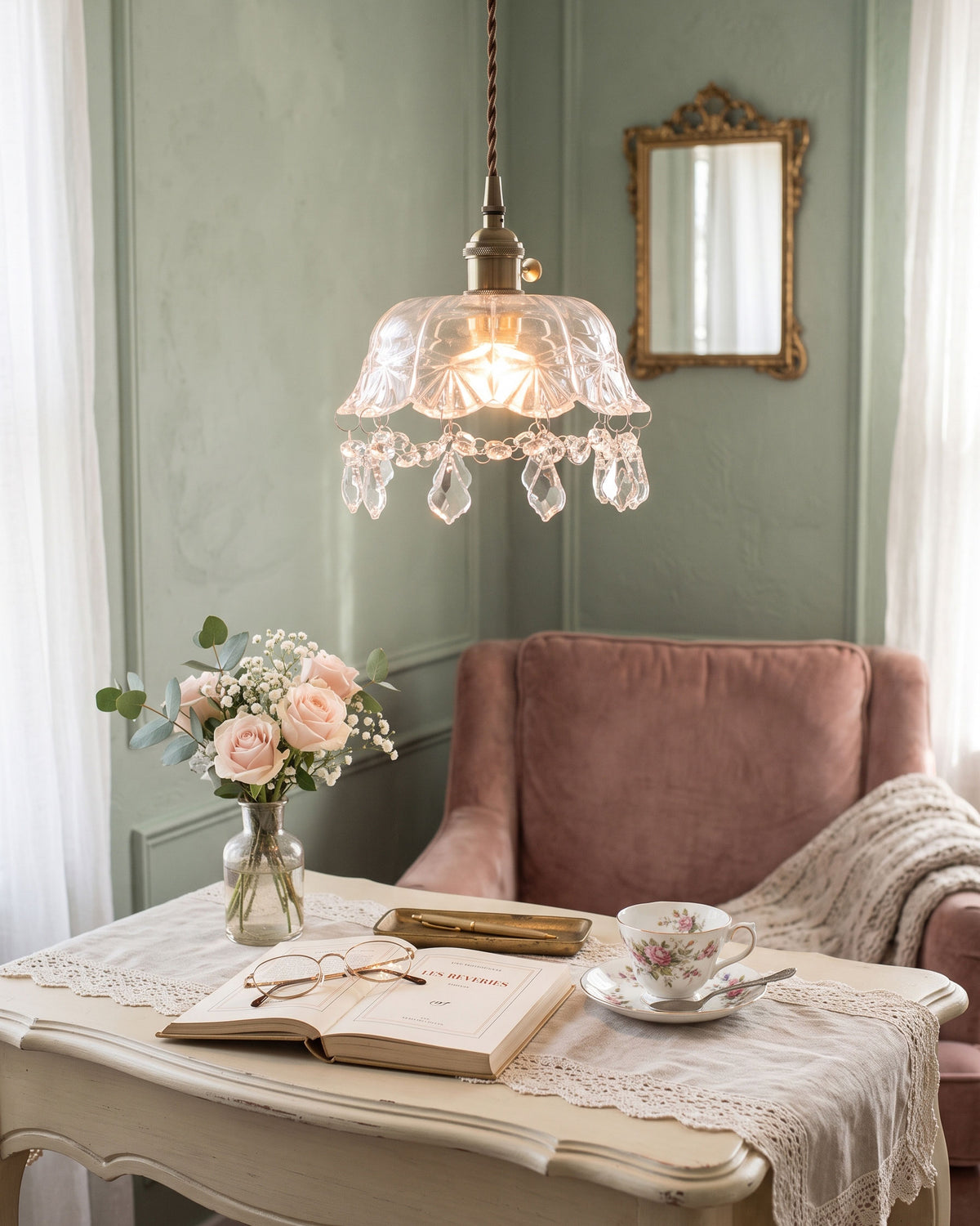Lampada a sospensione Evelina Crystal