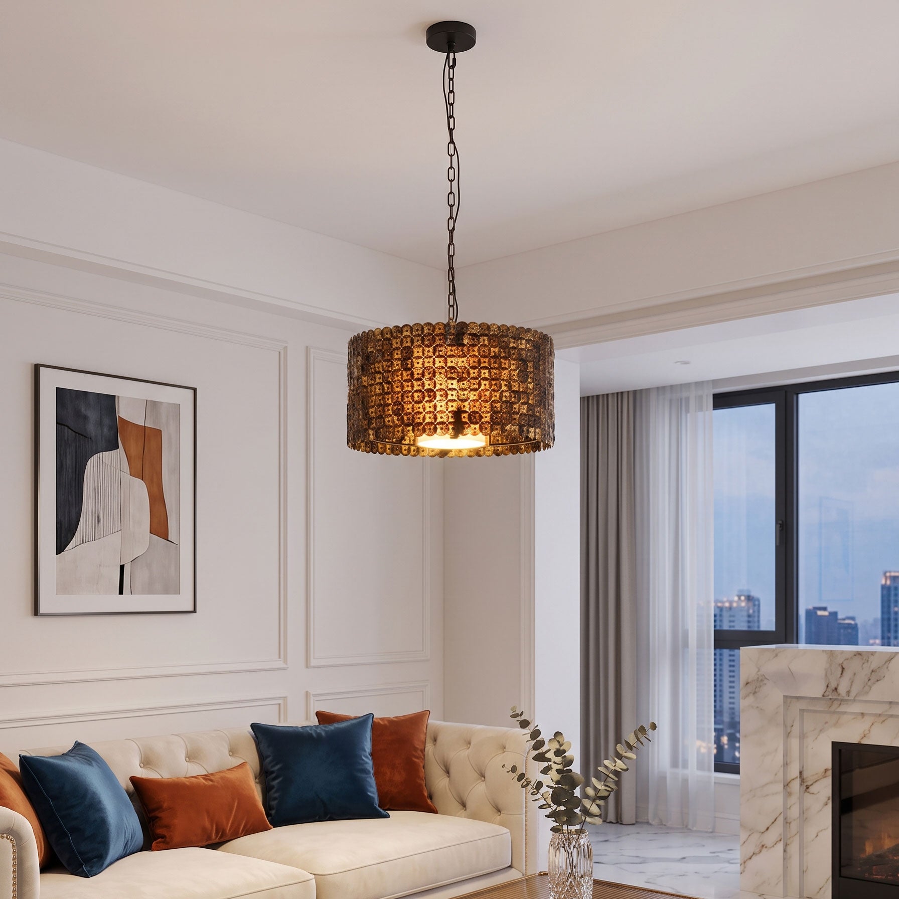Finnick Rustic Disc Pendant Light