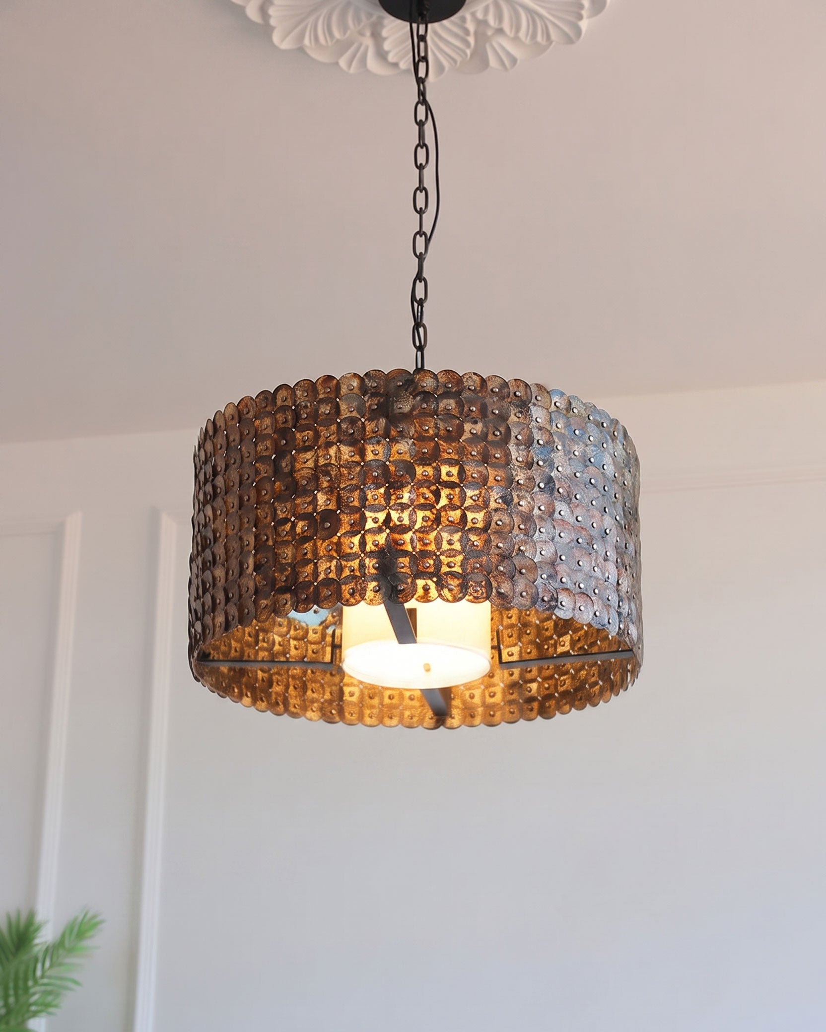 Finnick Rustic Disc Pendant Light