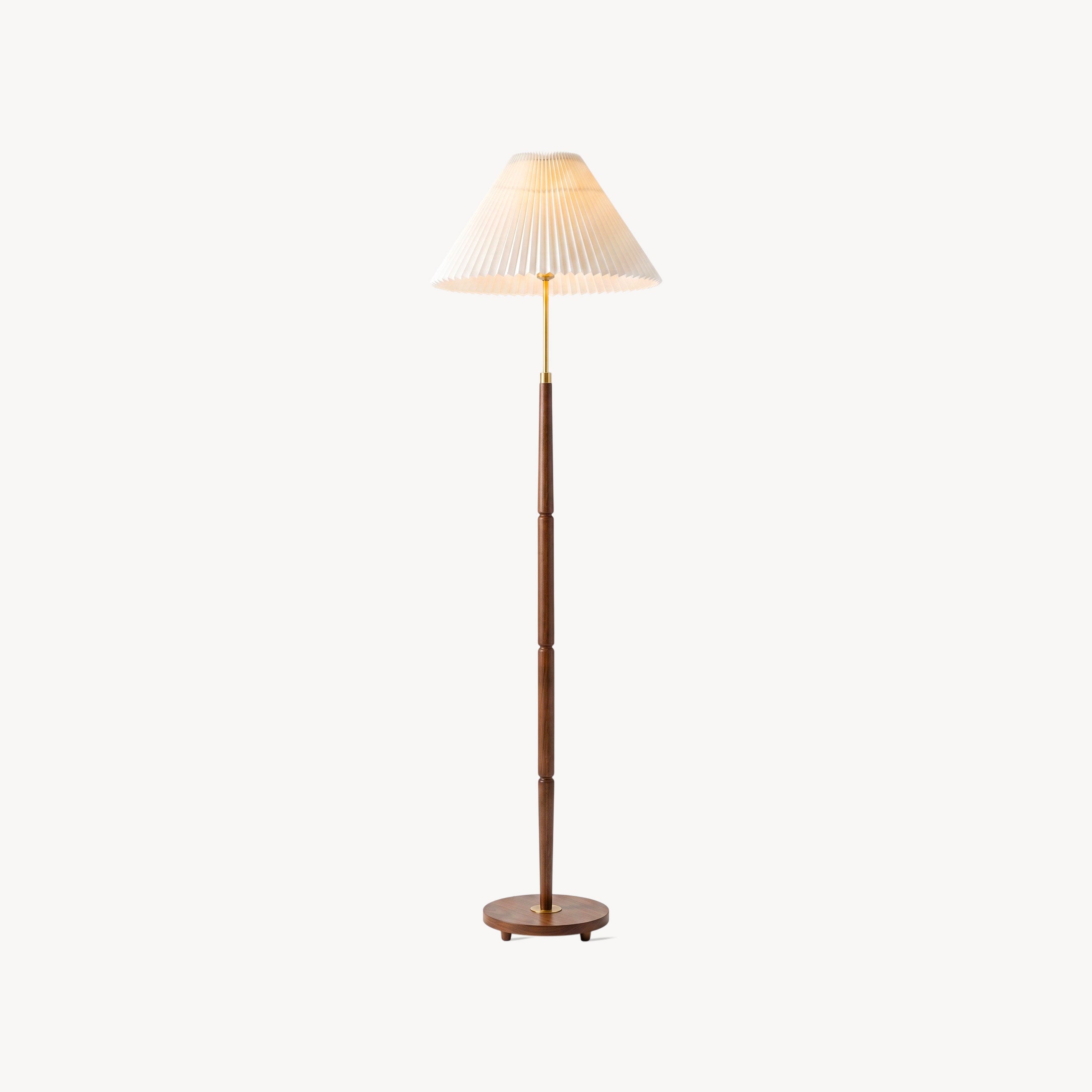 Flynn Pleated Walnut Floor Lamp