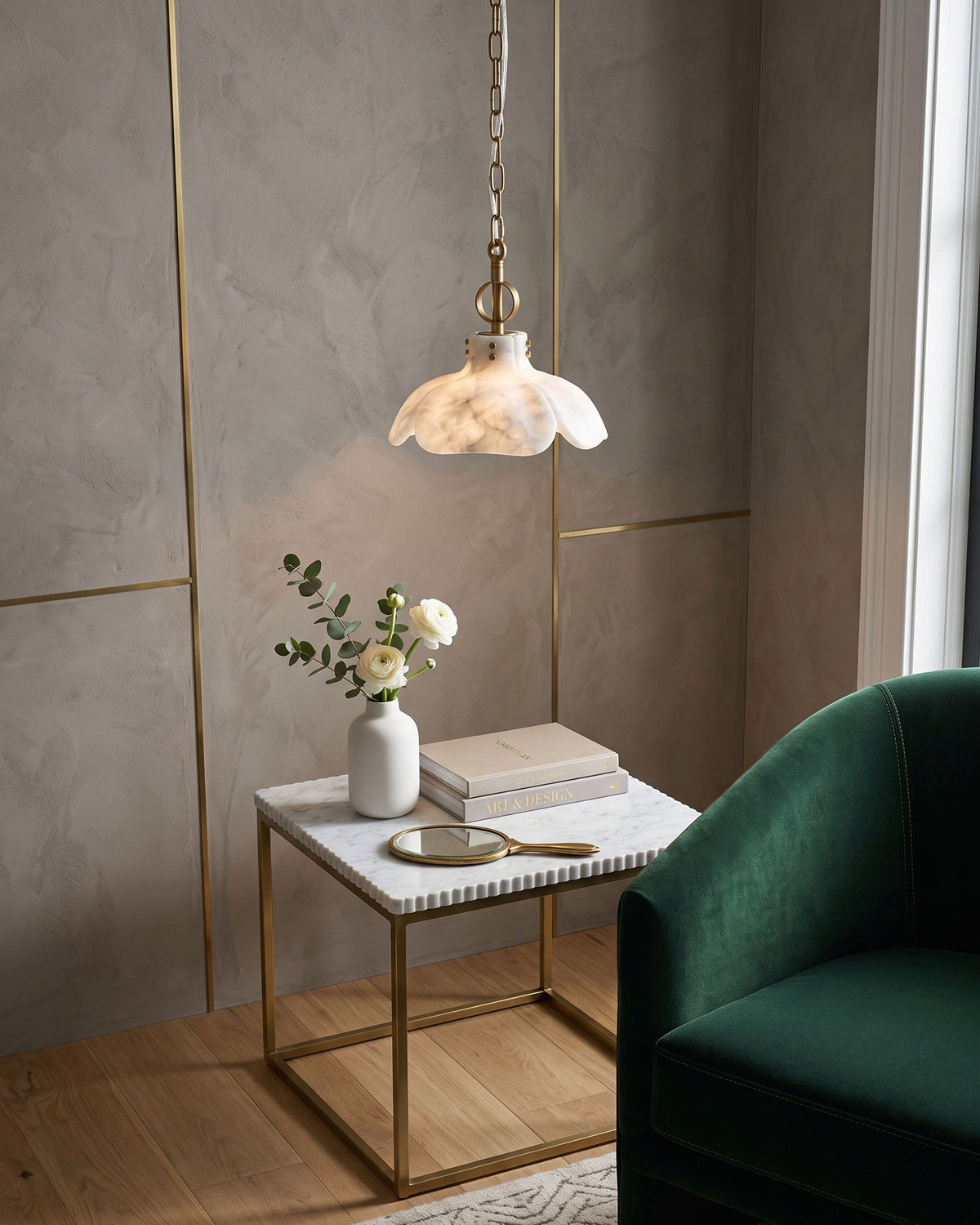 Giles Petal Alabaster Pendant Light