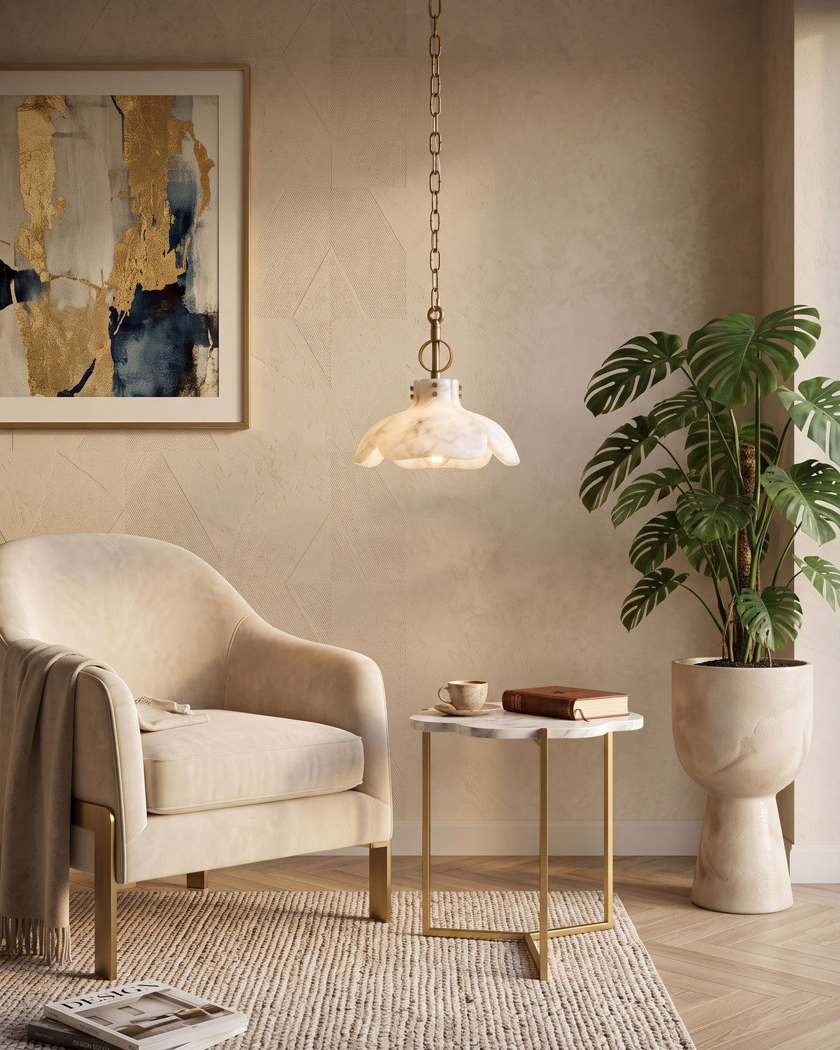 Giles Petal Alabaster Pendant Light