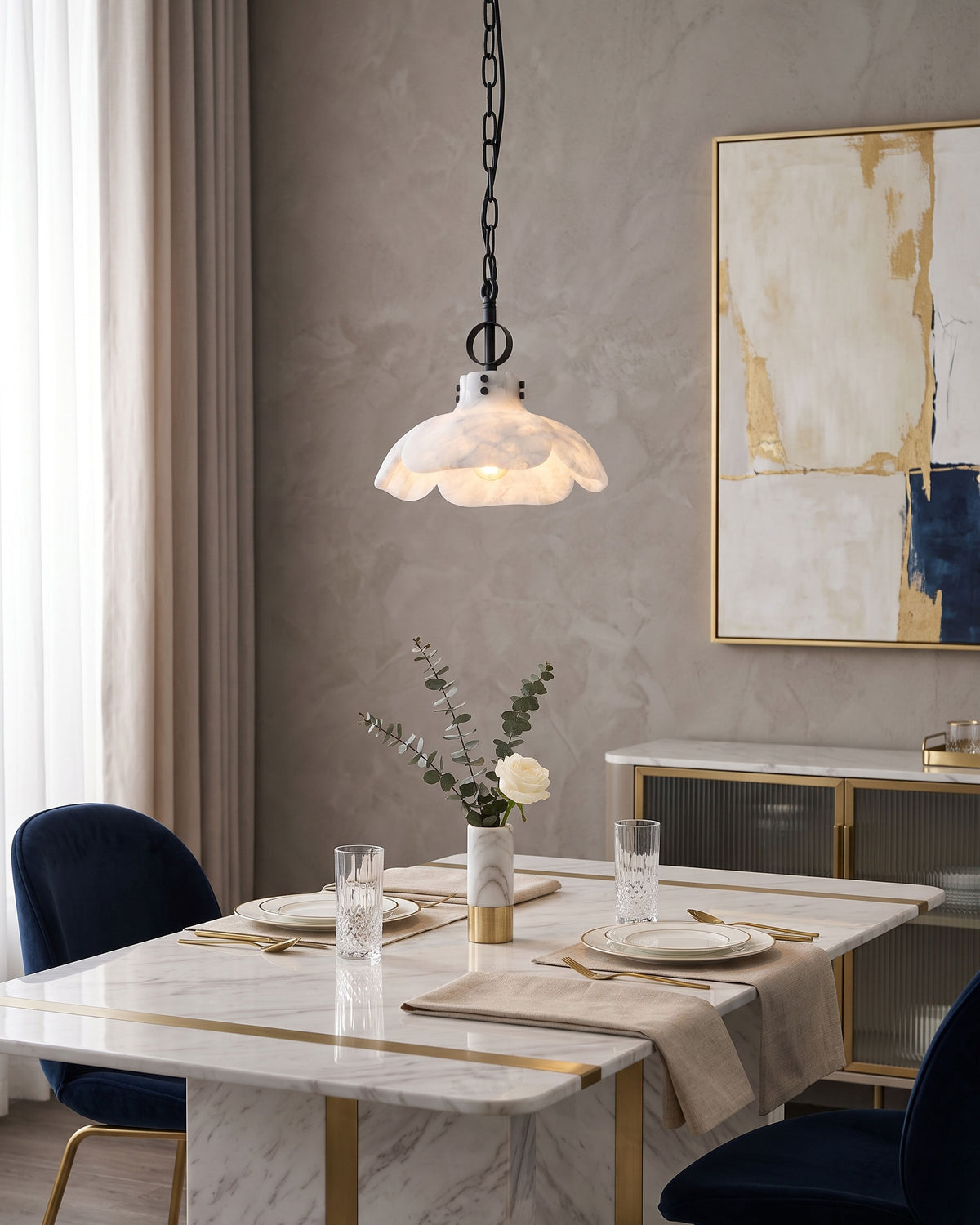 Giles Petal Alabaster Pendant Light