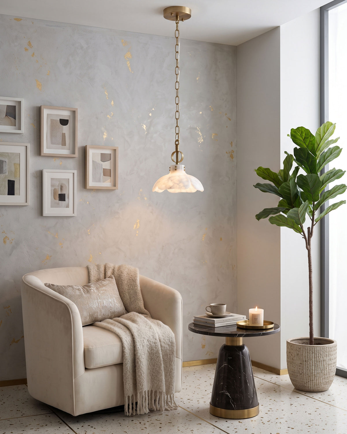 Giles Petal Alabaster Pendant Light