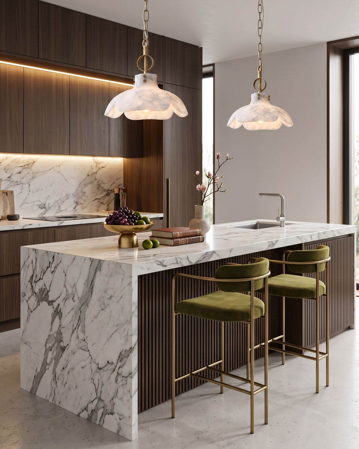 Giles Petal Alabaster Pendant Light