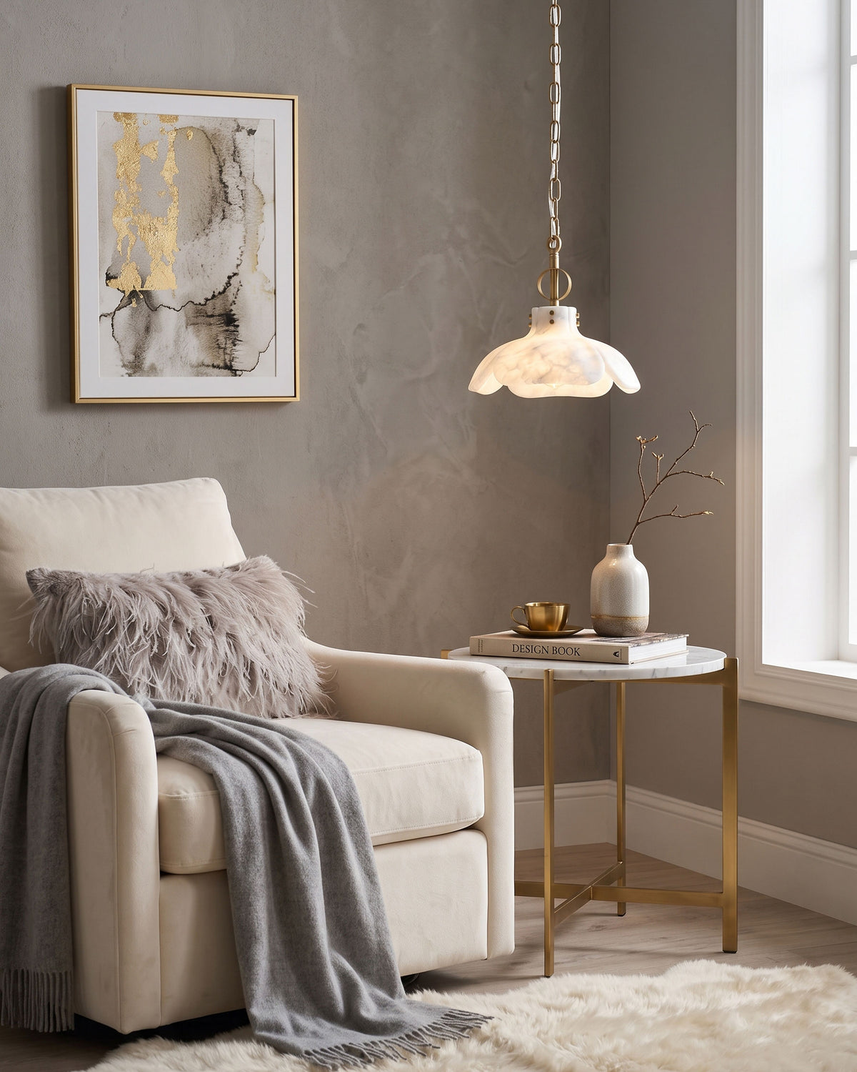 Giles Petal Alabaster Pendant Light
