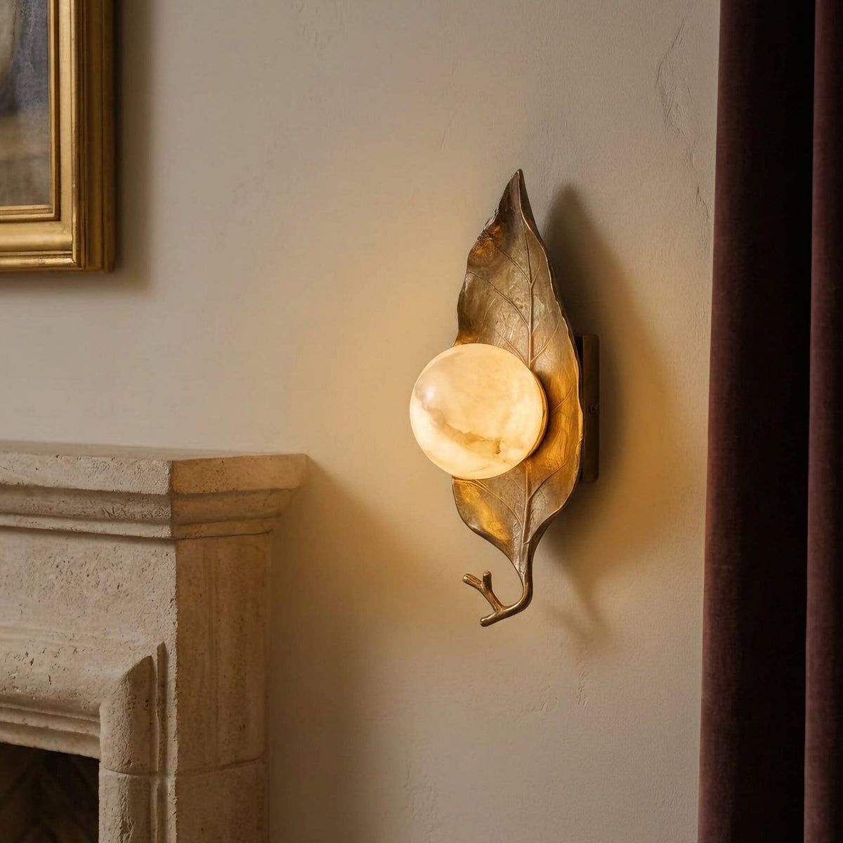 Aplique de pared de alabastro Halcyon Ginkgo