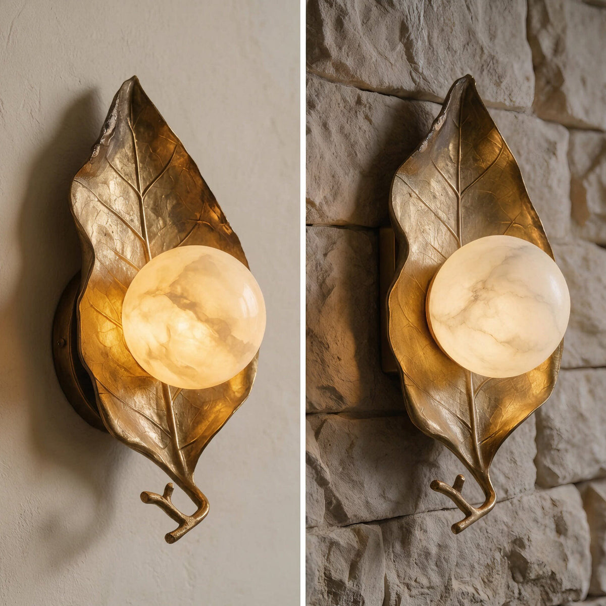 Aplique de pared de alabastro Halcyon Ginkgo