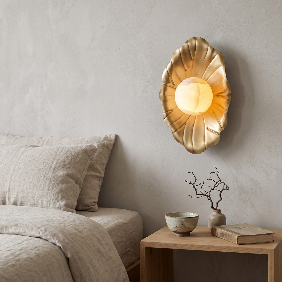 Aplique de pared de alabastro Halcyon Ginkgo