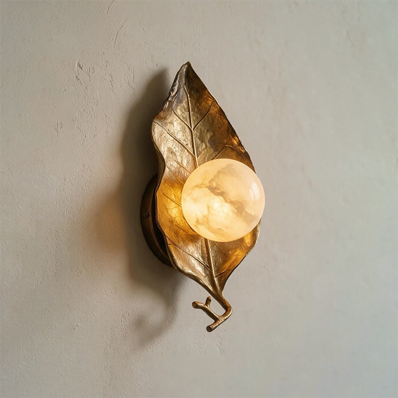 Aplique de pared de alabastro Halcyon Ginkgo