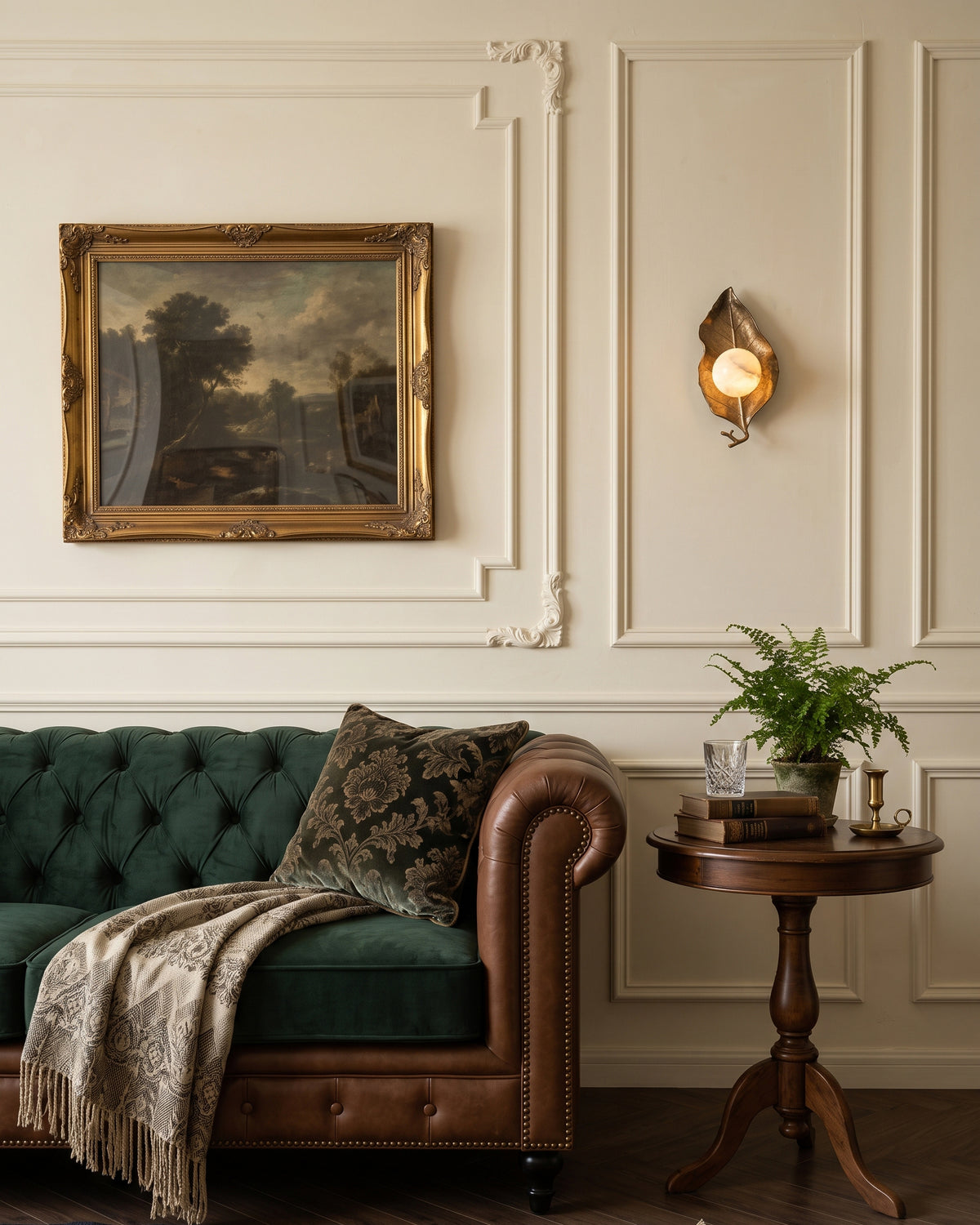 Aplique de pared de alabastro Halcyon Ginkgo