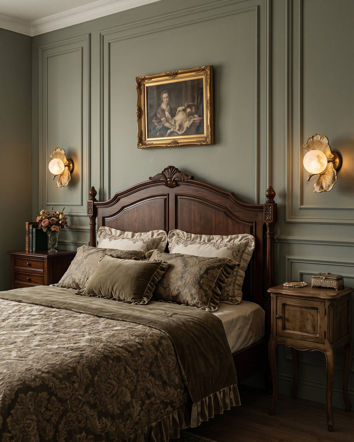 Aplique de pared de alabastro Halcyon Ginkgo
